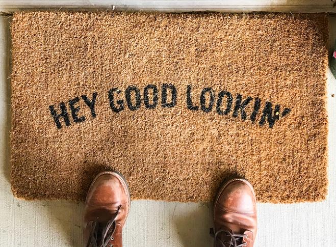 Imagem de exibição do tapete de porta de imitação de coqueiro