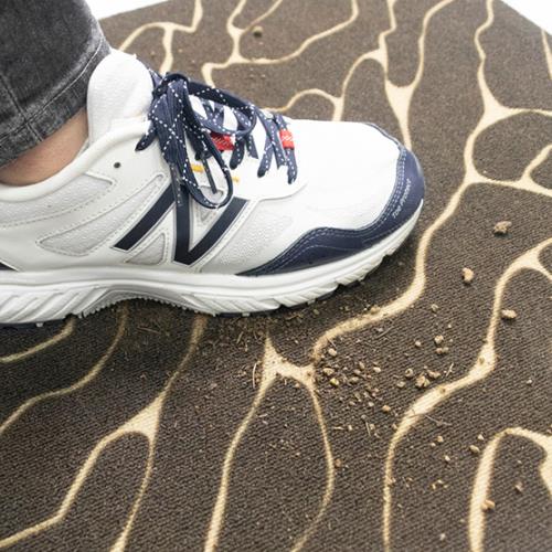 Exibição de tapete de porta estampado em veludo