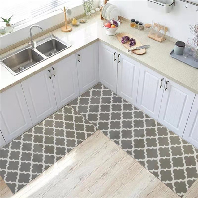 Conjunto de tapete de cozinha anti-fadiga impressa tapete de cozinha à prova d'água para piso PVC para pia em casa cozinha