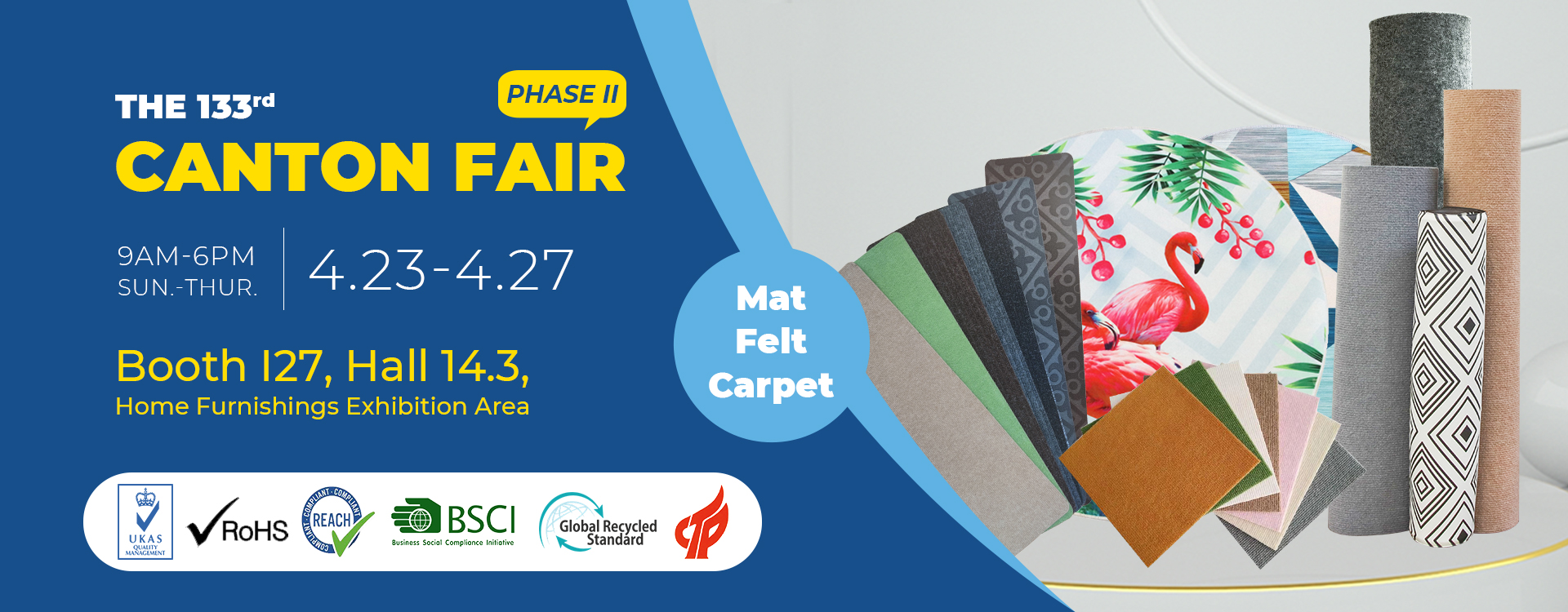 Shandong Rato Carpet Co., Ltd. participará da 133ª Feira de Canton