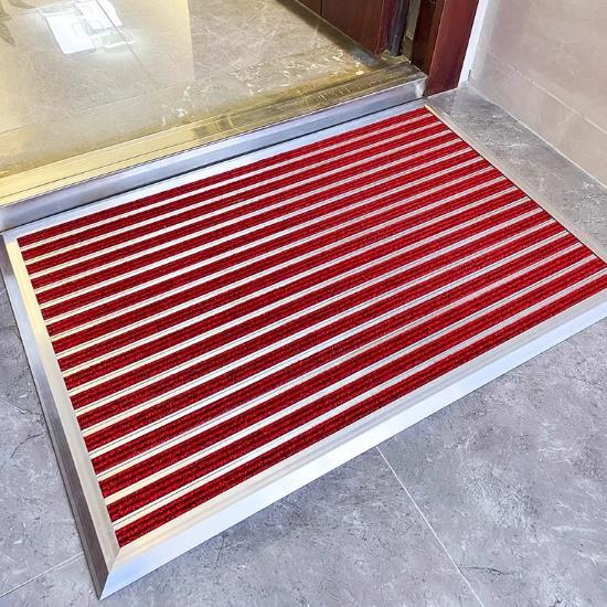 Tapete de porta de boas-vindas em liga de alum&iacute;nio resistente
